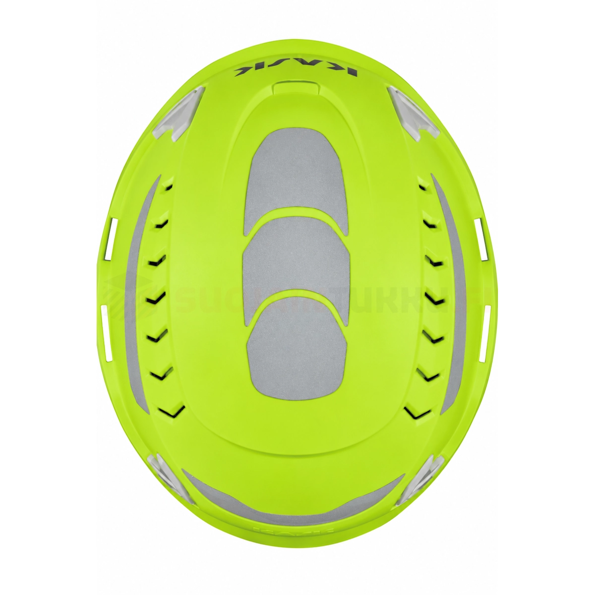 KASK Primero HI VIZ fluorikeltainen työkypärä ylhäältä kuvattuna