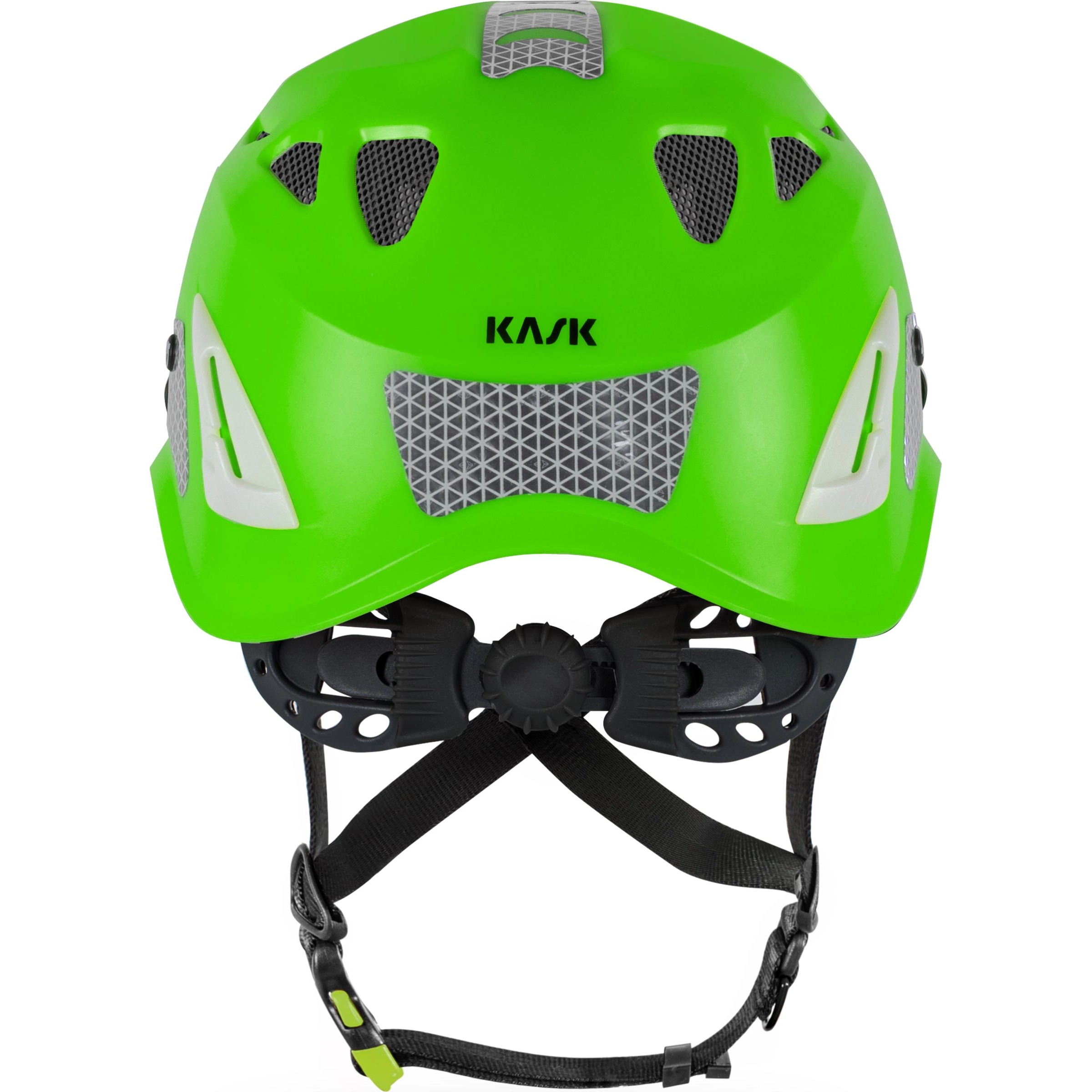 KASK Superplasma PL HI VIZ lime fluor kypärä takaa – Up & Down säätö 51–62 cm
