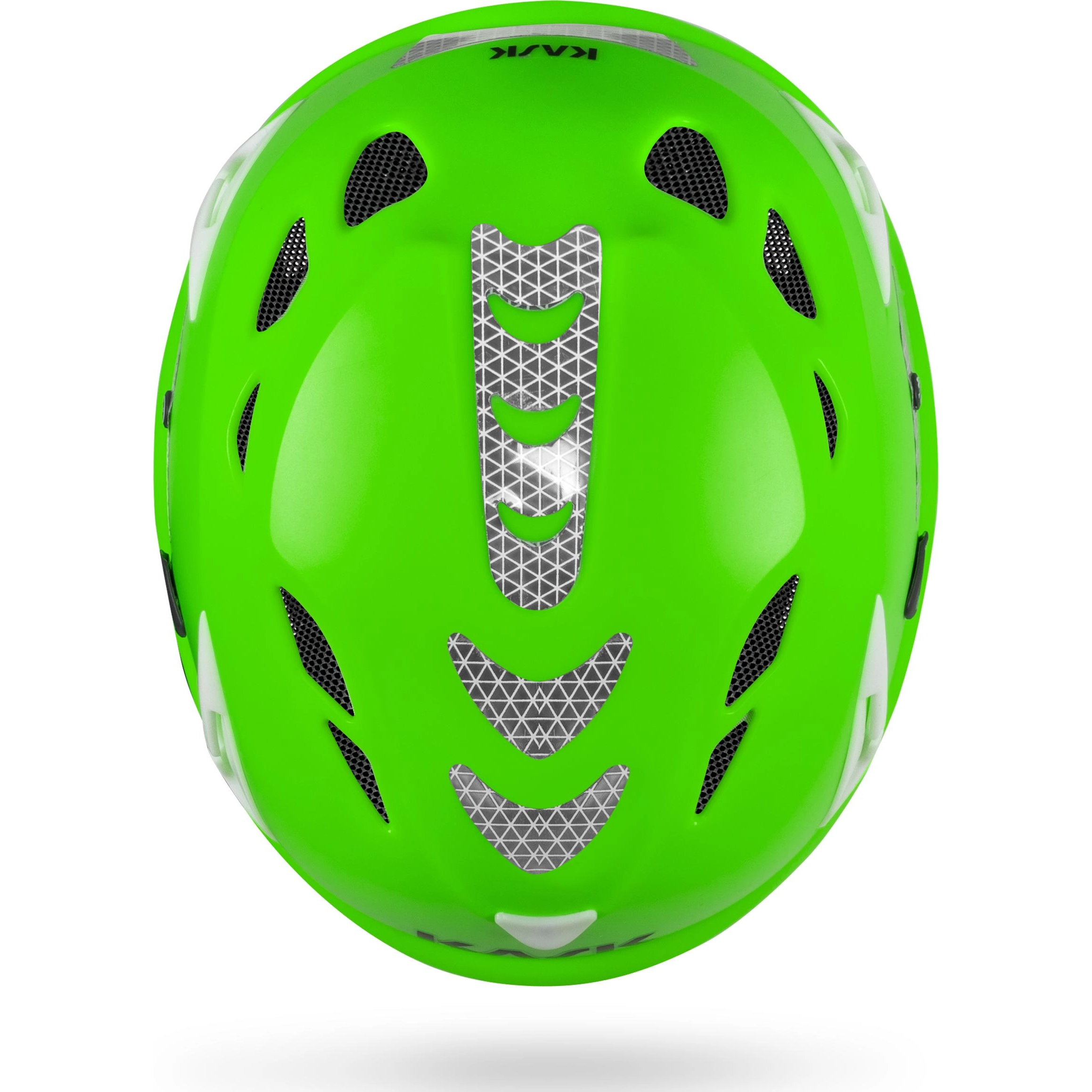KASK Superplasma PL HI VIZ lime fluor kypärä ylhäältä – 10 tuuletusaukkoa