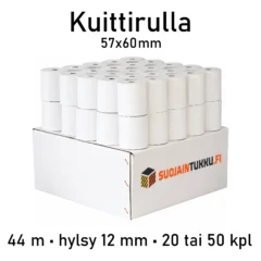 Kuittirulla 57x60 mm lämpöpaperi 44 m 20 tai 50 rullaa