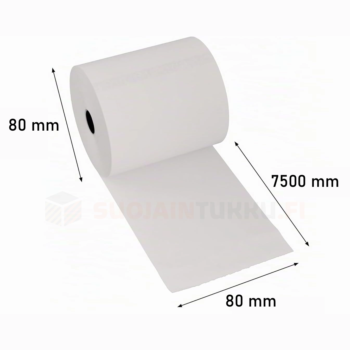 Kuittirulla 80x80x12 mm 75 m lämpöpaperi mitat
