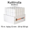 Kuittirulla 80x80 mm 75 m lämpöpaperi 20 tai 50 rullaa