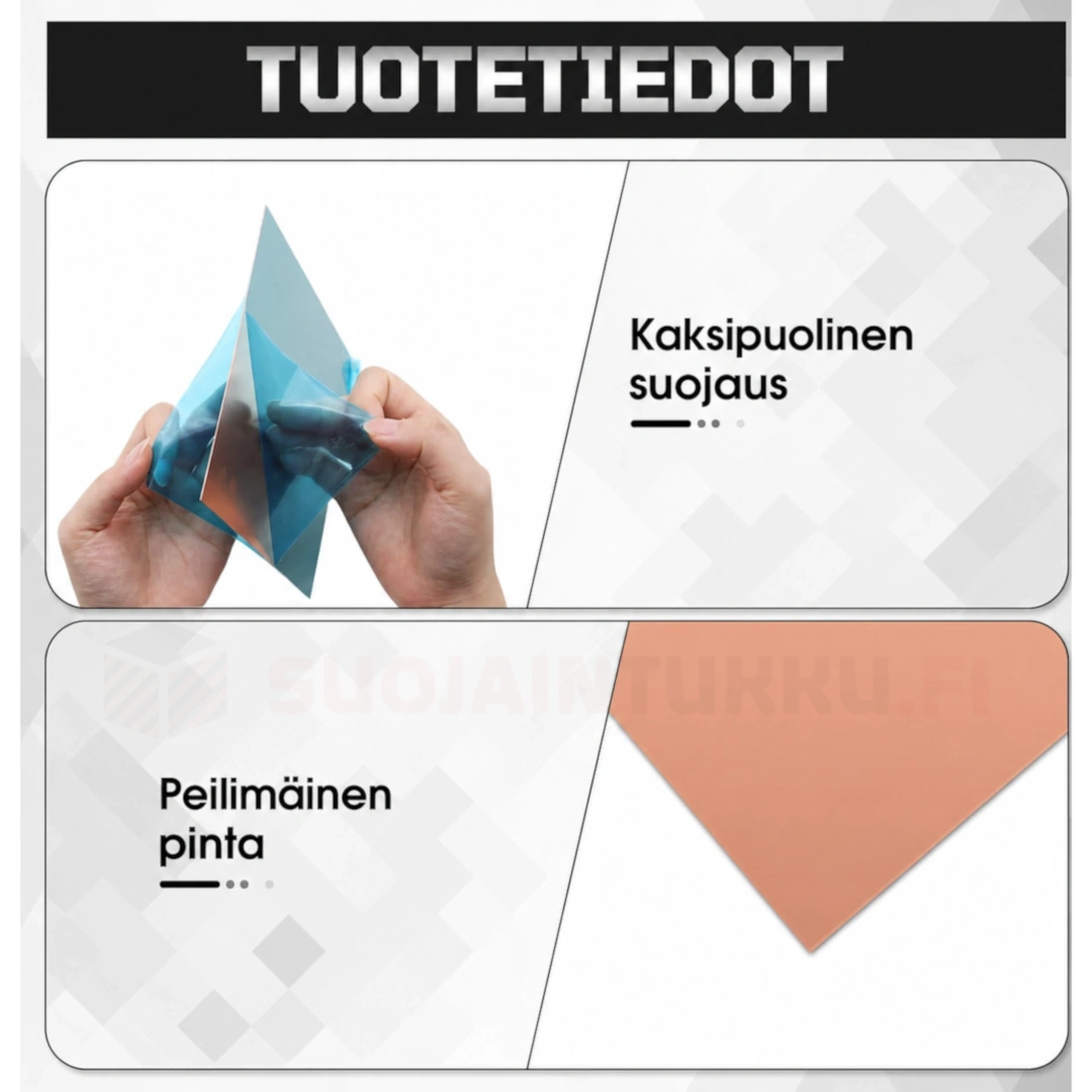Kuparilevy kaksipuolisella suojakalvolla ja sileällä pinnalla