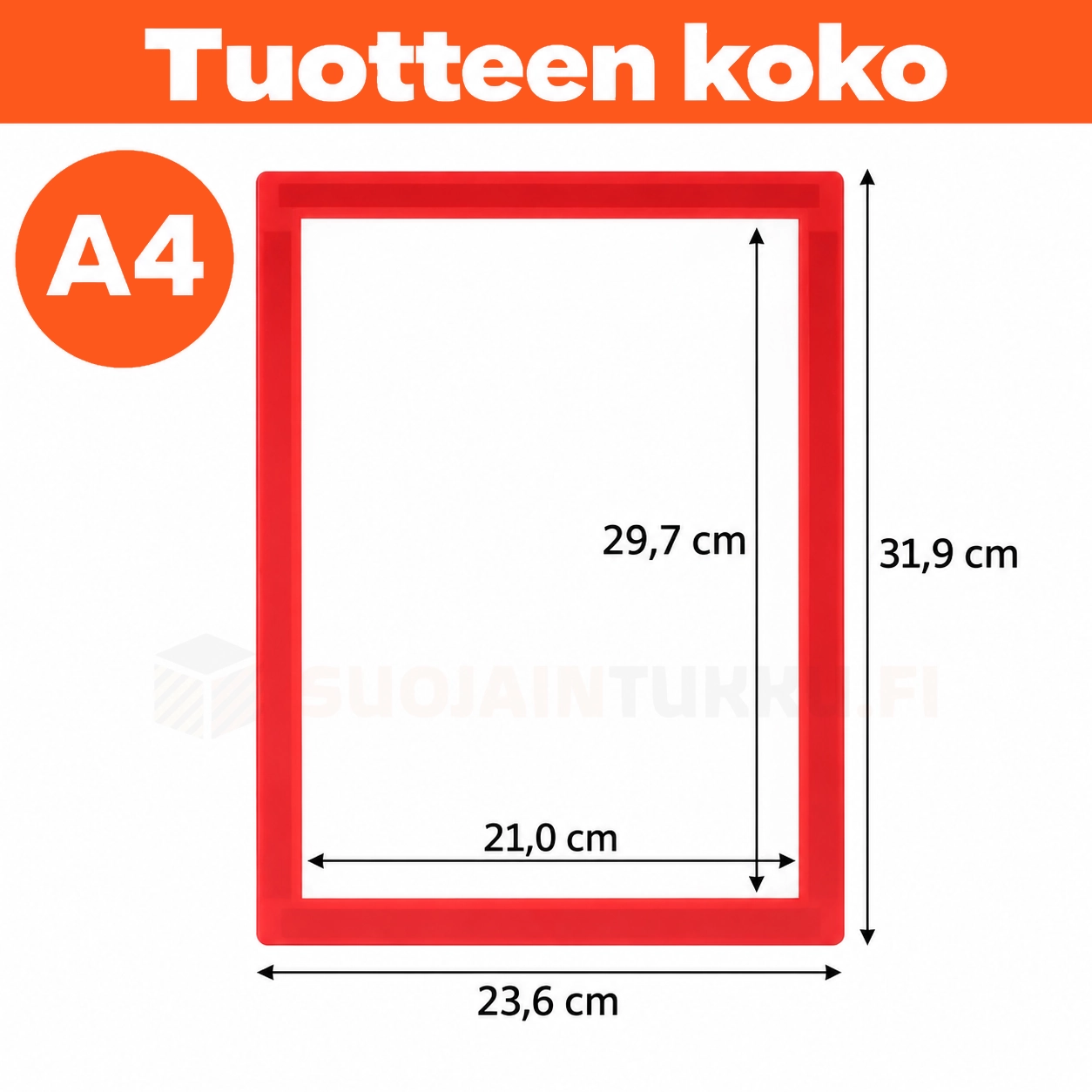 Magneettisen A4-infokehyksen koko 21 × 29,7 cm
