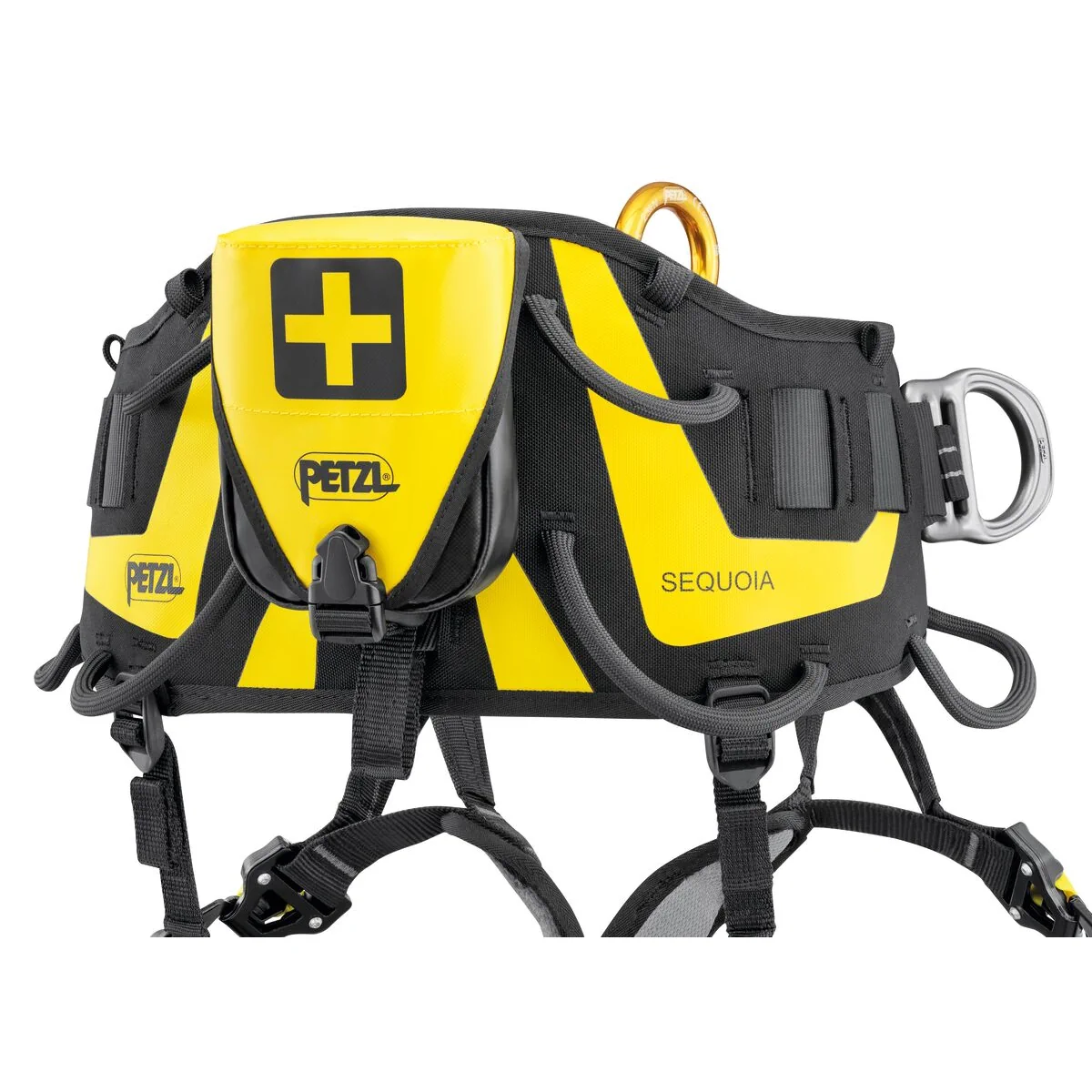 Petzl SEQUOIA puunhoitovaljaiden lantiovyöhön kiinnitetty FIRSTAID-ensiaputasku