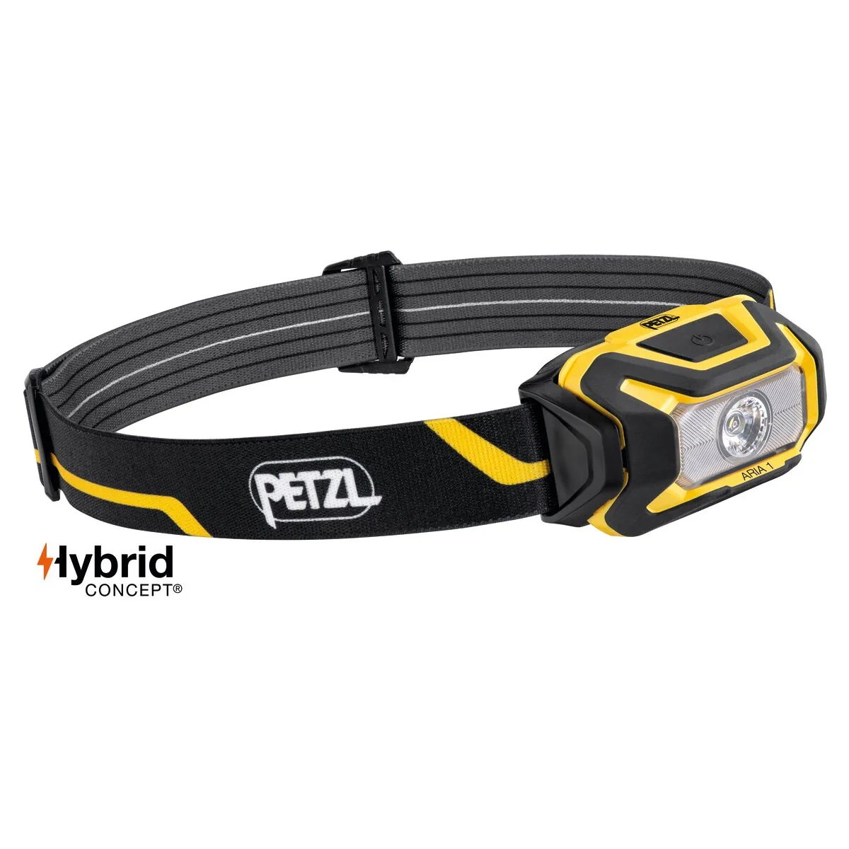 Petzl ARIA 1 otsalamppu 350 lm, musta-keltainen LED-otsalamppu ja säädettävä otsapanta