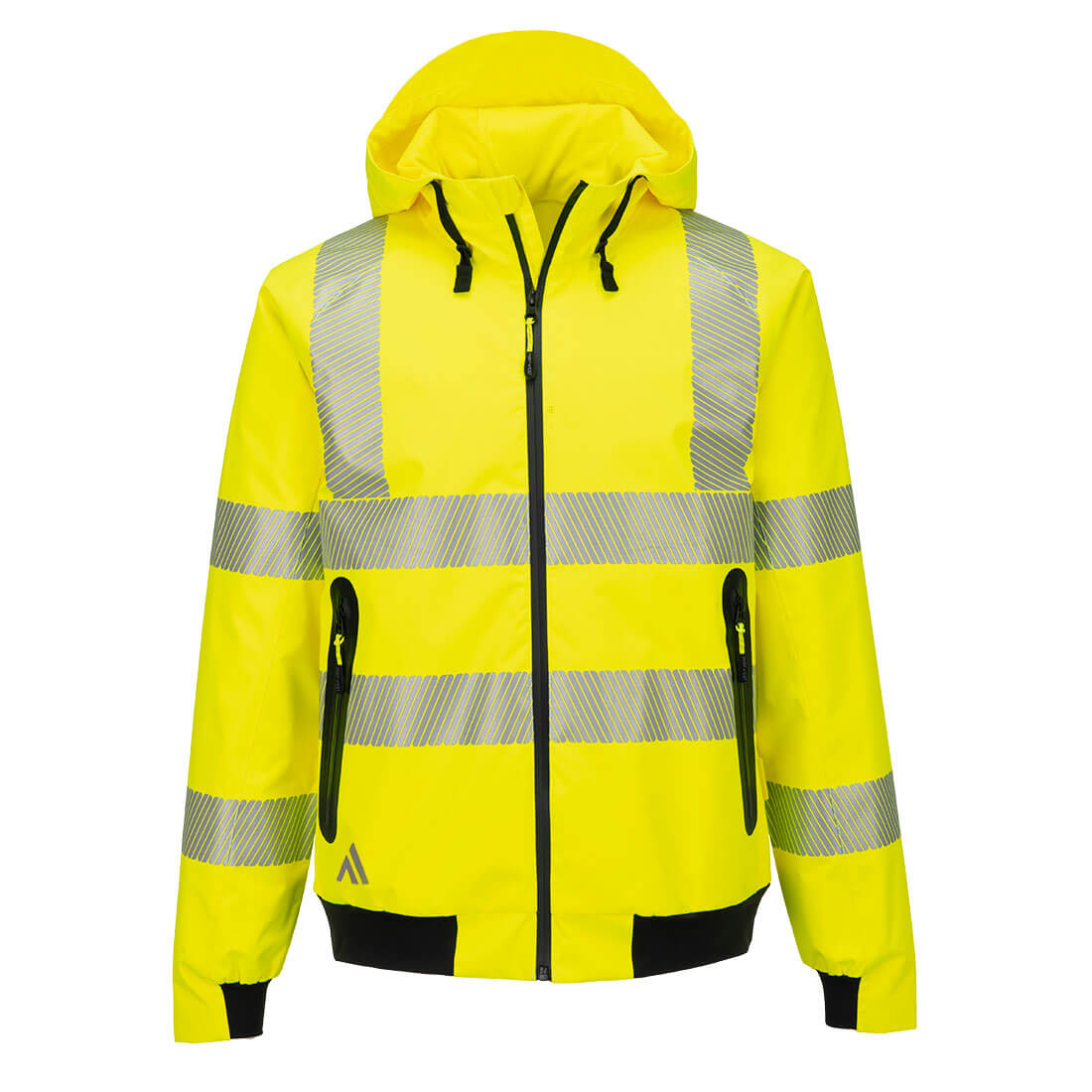 Sport Hi-Vis keltainen bomber-huomiotakki – vedenpitävä sadetakki heijastimilla
