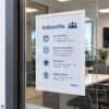 Valkoinen itseliimautuva magneettitasku A4 toimiston kokoustilan ohjeille lasipinnalla