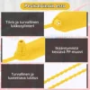 Keltainen muovinen turvasinetti – itsestään lukittuva mekanismi ja peukaloinnin esto